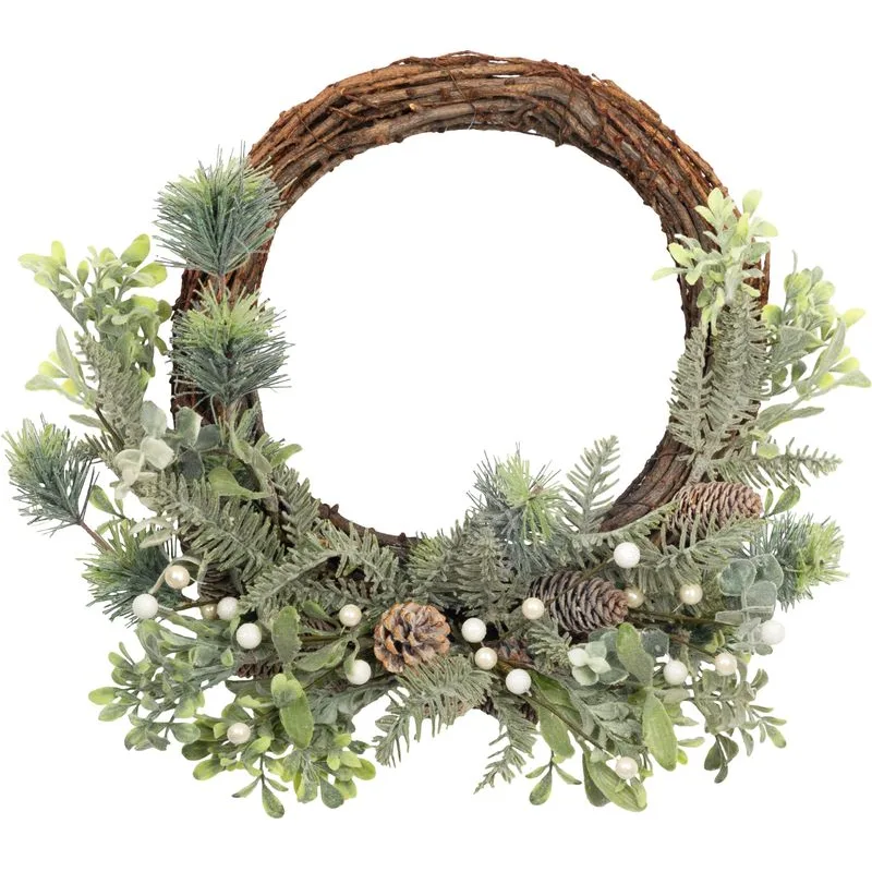 Veniec na dvere MagicHome, prútený s prírodnými vetvičkami, 48x41 cm