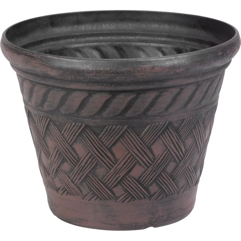 Tmavohnedý kvetináč Strend Pro, 29x23 cm, ratanový efekt
