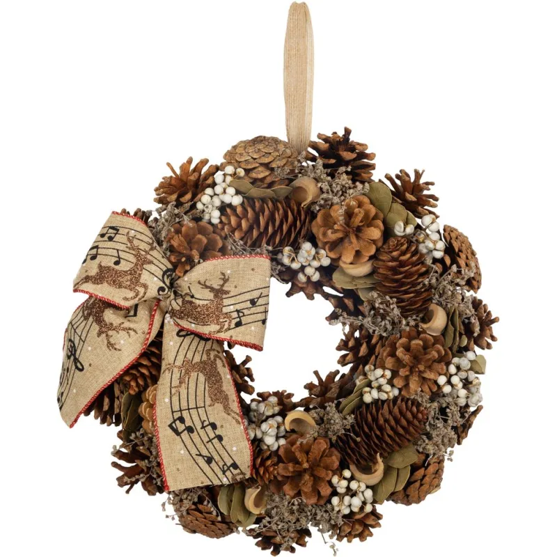 Veniec na dvere, prírodný, závesný, s mašľou, 30 cm