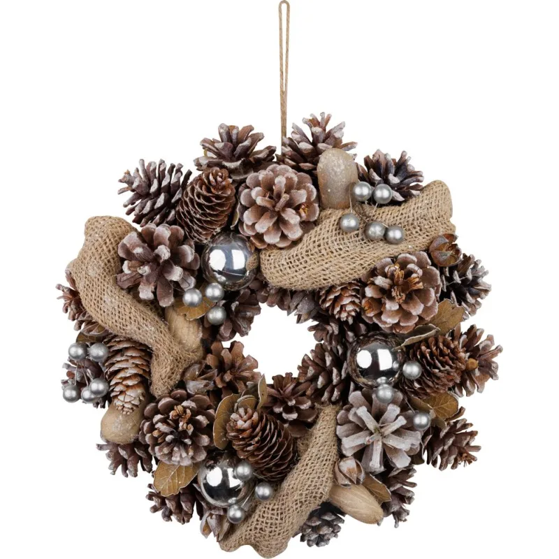 Veniec na dvere MagicHome, prírodný, krémový, so stuhou, 30x8 cm