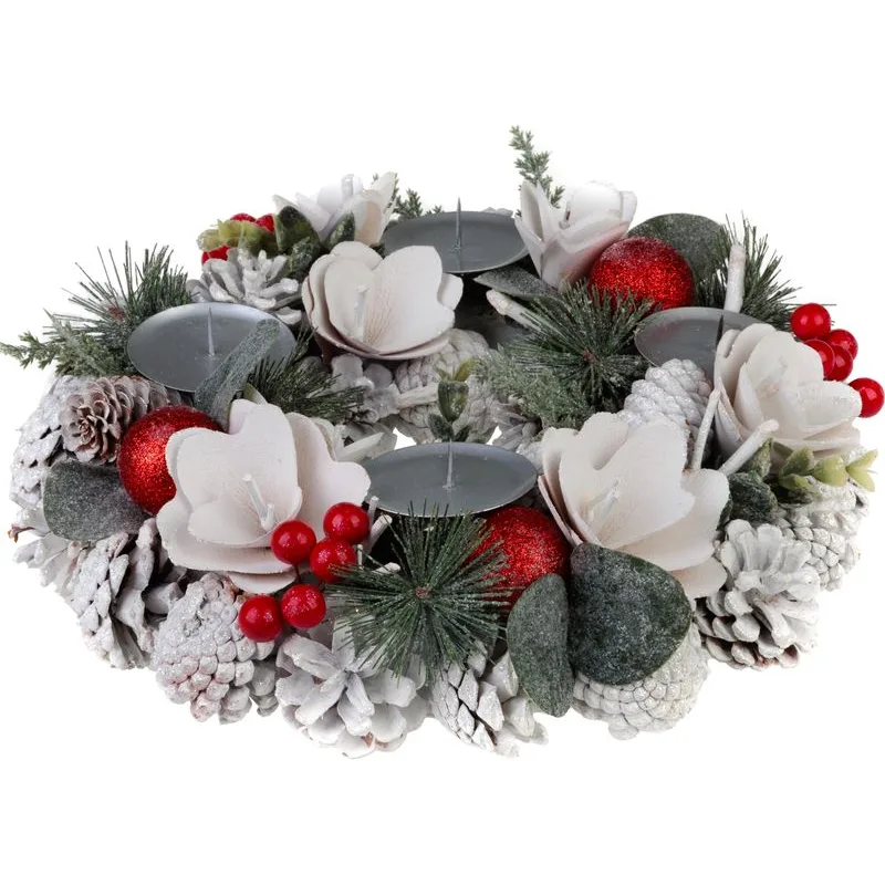 Adventný veniec MagicHome, prírodný, biely, 30 cm