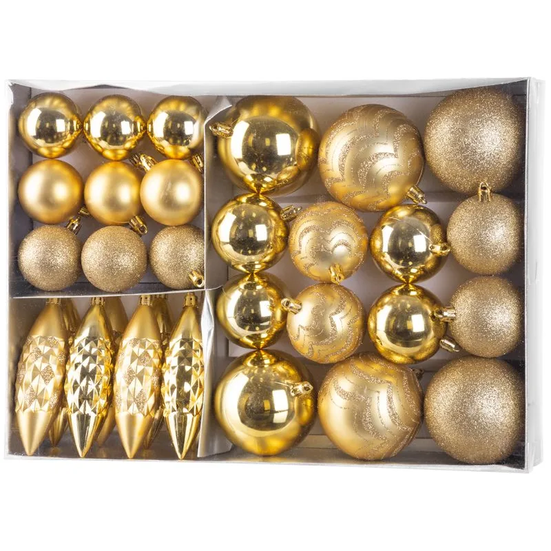 Vianočné ozdoby na stromček sada, 31 ks, zlaté