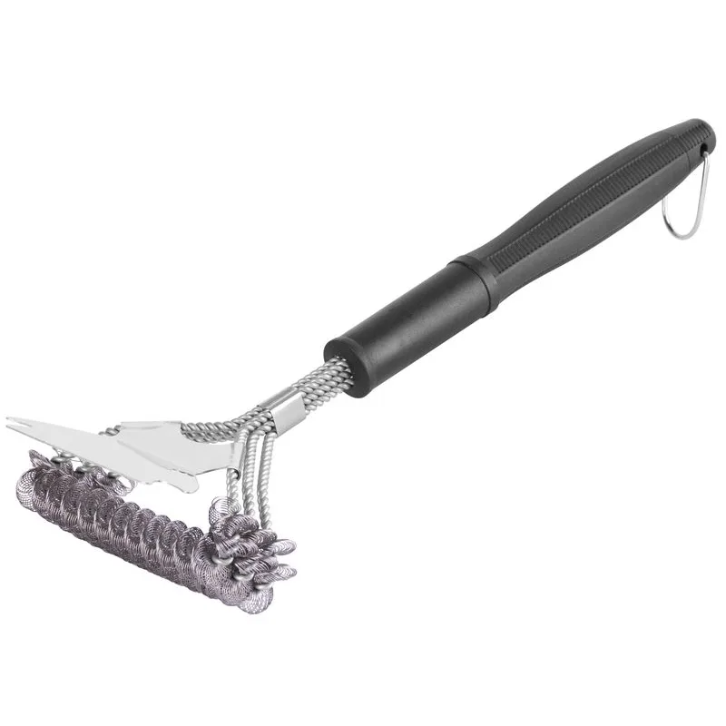 Kefa s oceľovým drôtom na čistenie grilu so škrabkou, 41,5x16x8,8 cm