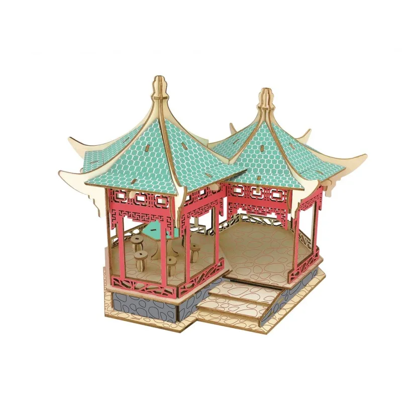 Woodcraft Drevené 3D puzzle Slávna Yueyang Tower farebná