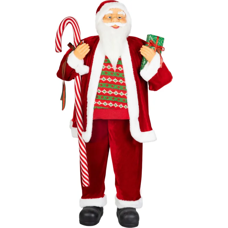 Vianočná dekorácia Santa, s darčekom, červený, 120 cm