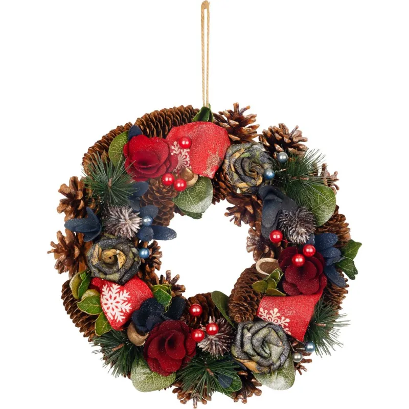 Veniec na dvere, závesný, modro-červený, 30 cm