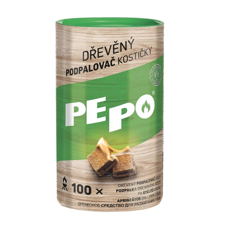 PE-PO Podpaľovač drevný, kocky, 100 podpalov