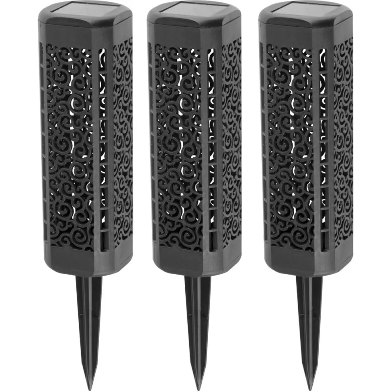 Solárna lampa Kang 31 cm – 3 ks, teplá biela LED