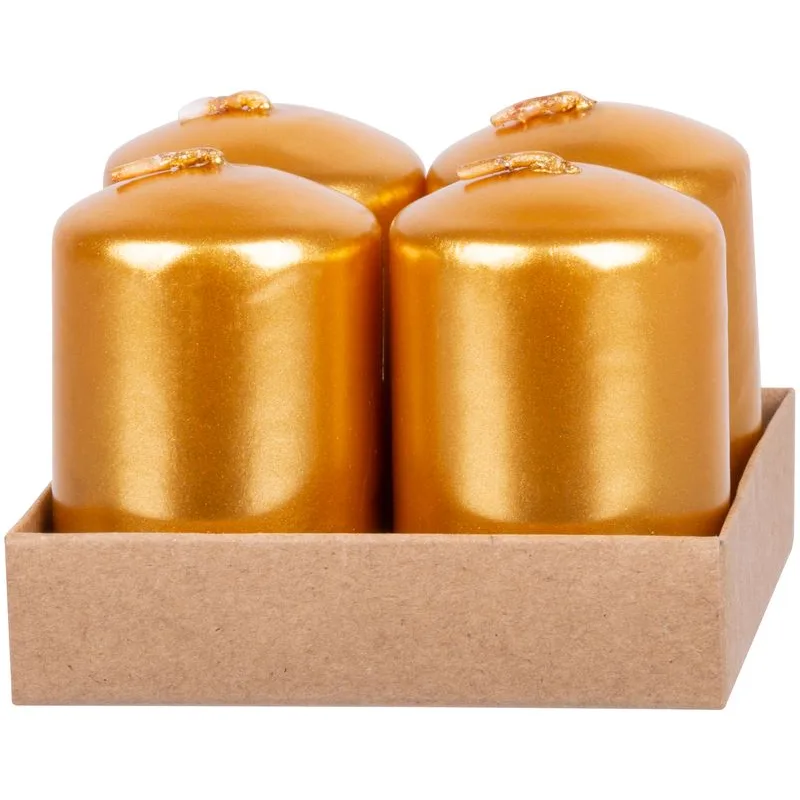 Adventné sviečky MagicHome, 4×6 cm, zlaté, balenie 4 ks