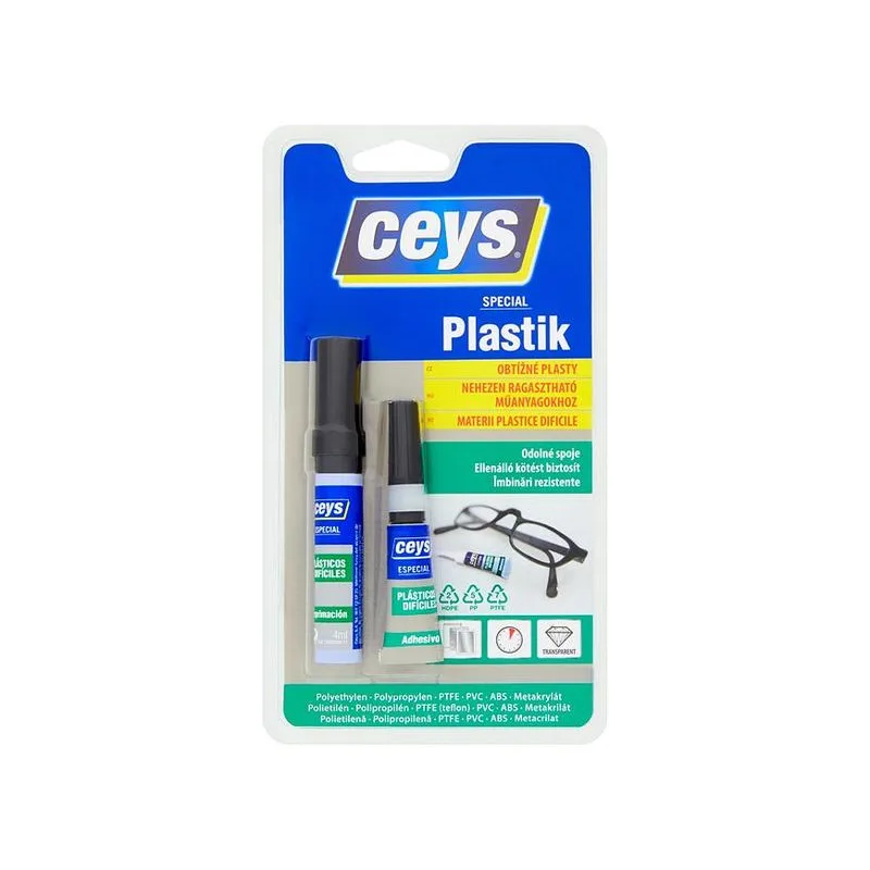 Lepidlo na obtiažne plasty Ceys SPECIAL PLASTIK, sekundové, 3 g + 4 ml