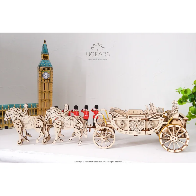 Ugears 3D puzzle Kráľovský svadobný koč – Megan a Harry 290 ks