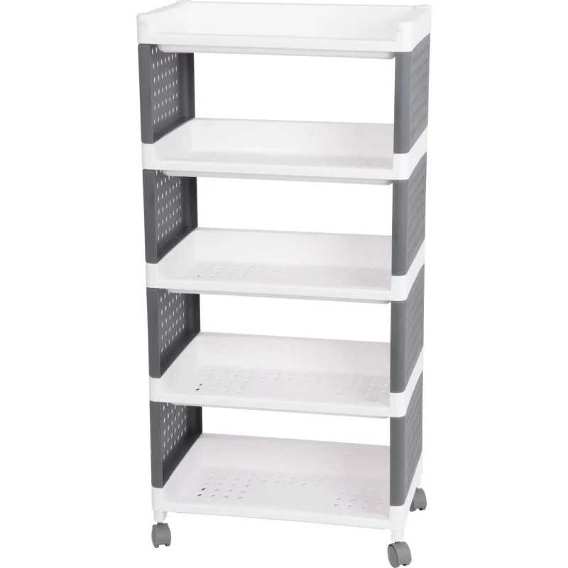 Regál MagicHome Rolly – plastový, 5 políc, 49x29x97 cm, na kolieskach