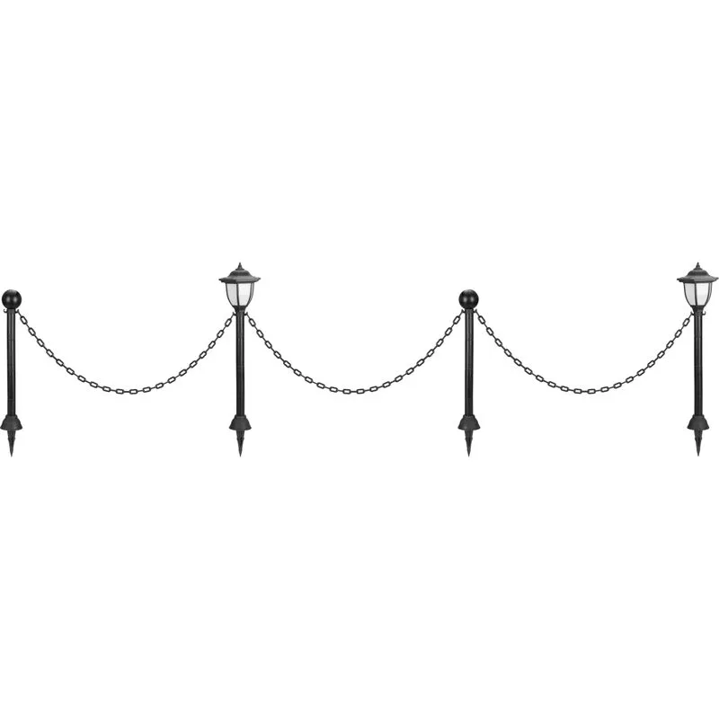 Solárny reťazový plot 334 cm – LED osvetlenie, čierny
