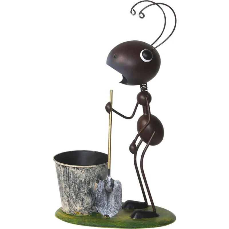 Záhradná dekorácia Mecco Mravec s rýľom, plechová, 25x14x44 cm