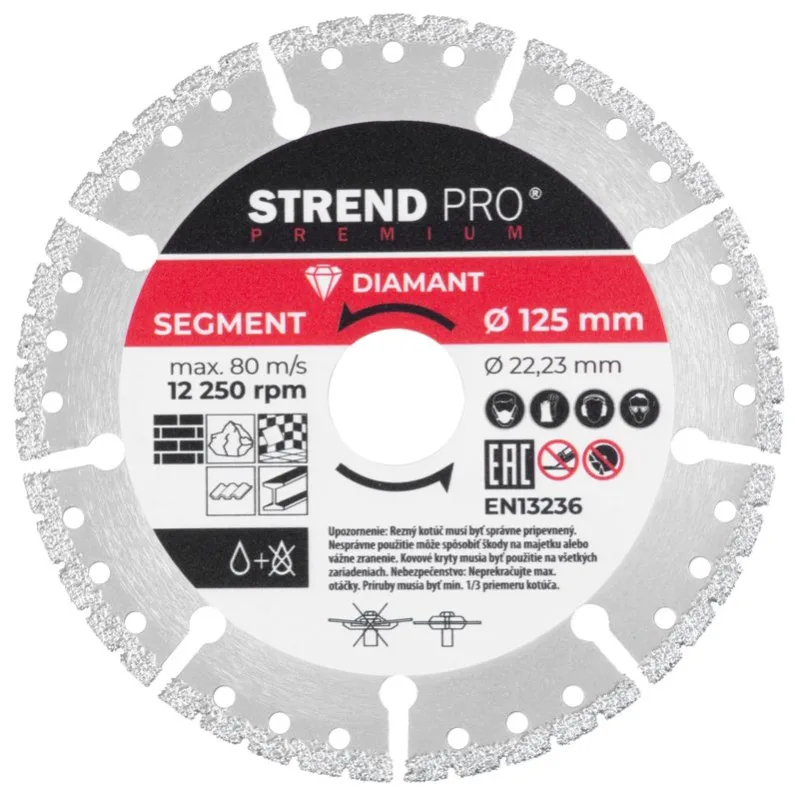 Diamantový kotúč Strend Pro Premium, Vacuum Brazed, 125 mm, rezný