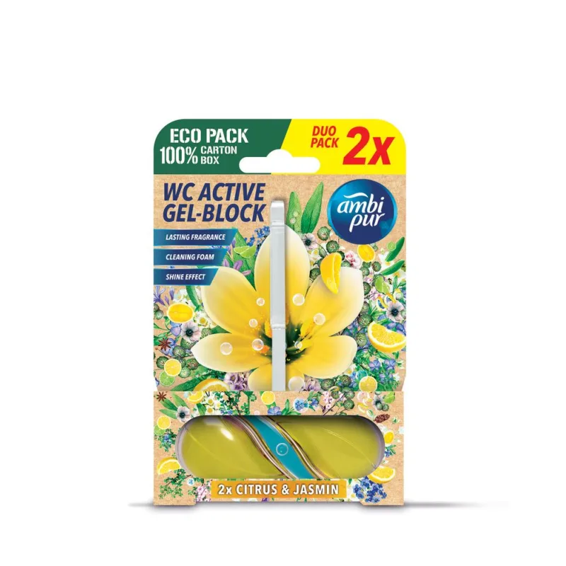 Ambipur WC Active gélový blok Citrón a jasmín 2×45 g