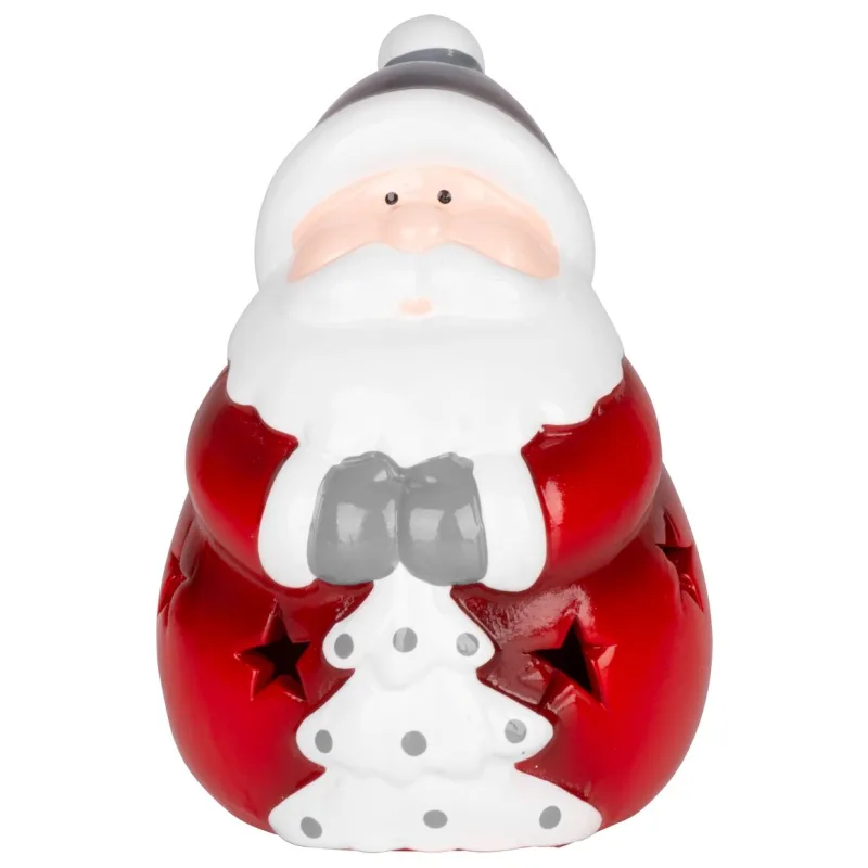 Vianočná dekorácia Santa, LED, terakota, 12,5 cm