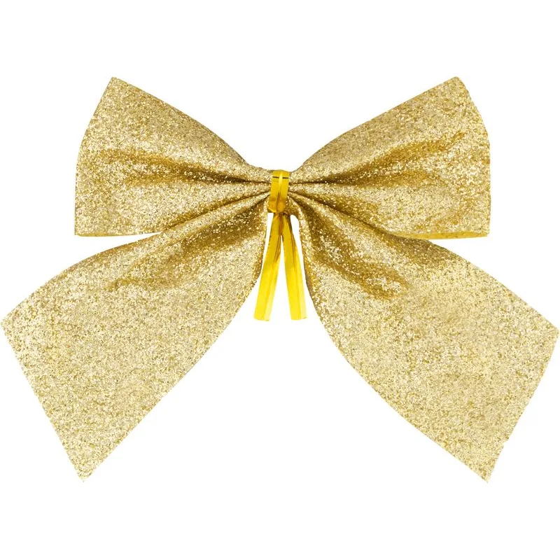 Vianočná dekorácia mašľa, zlatá, bal. 4 ks, 9×9 cm