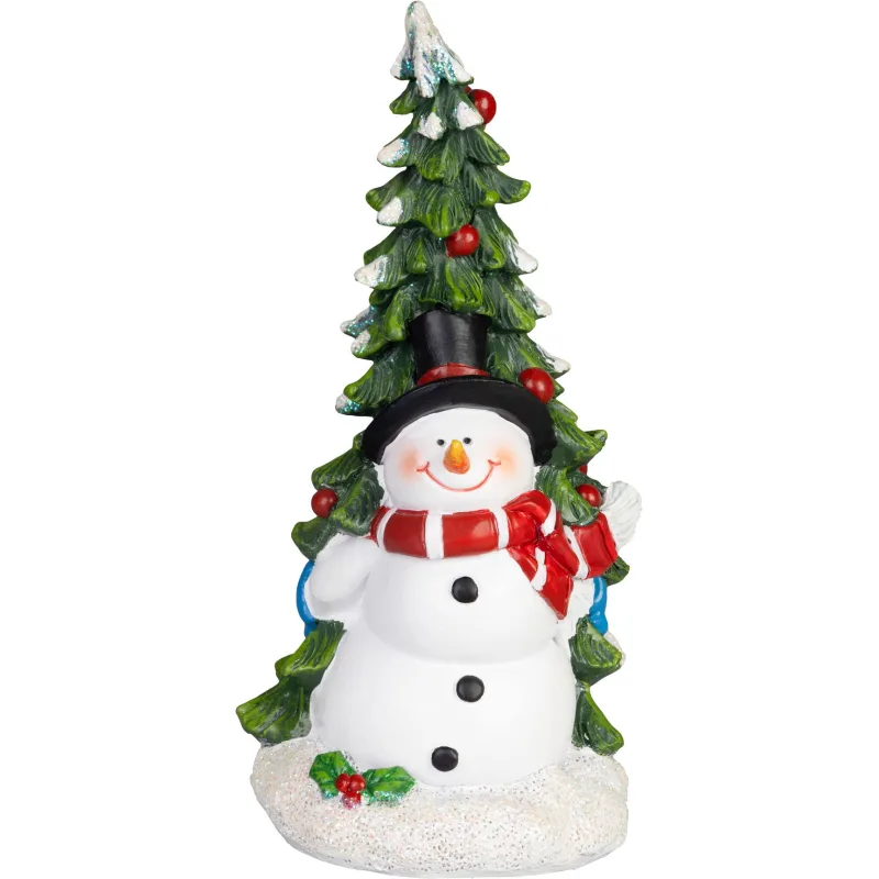 Vianočná dekorácia Snehuliak so stromčekom, 9.5x10x20 cm