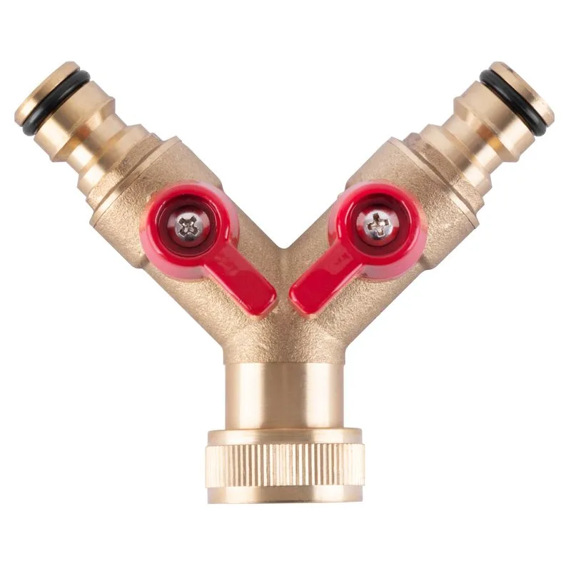 Rozbočovač na hadicu GF123, 3/4", typ Y, bajonetový, 2-way, s ventilmi, kovový