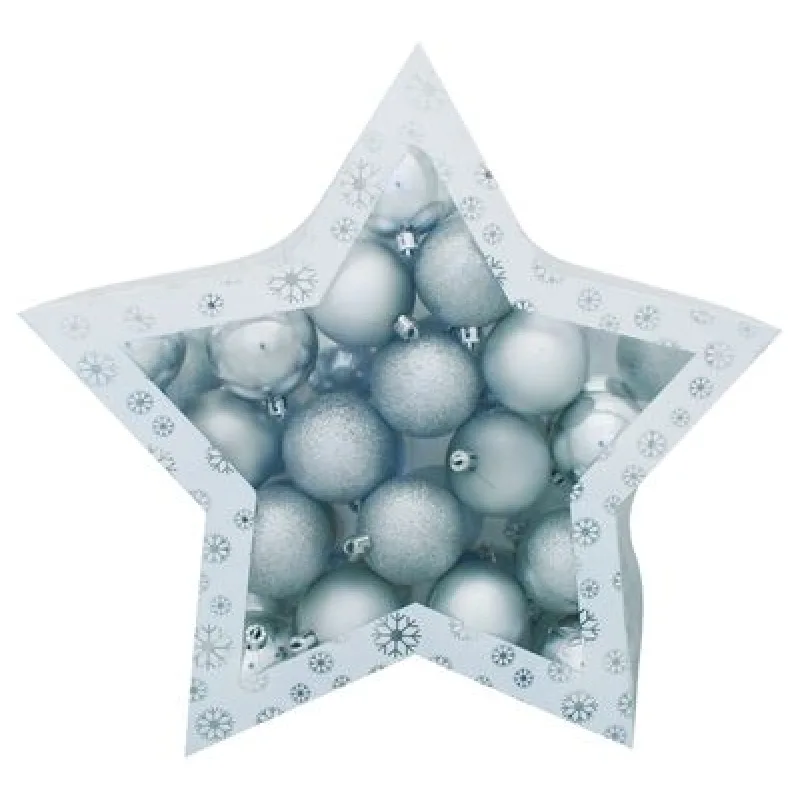 Vianočné ozdoby na stromček 38 ks, strieborné, mix, 6 cm