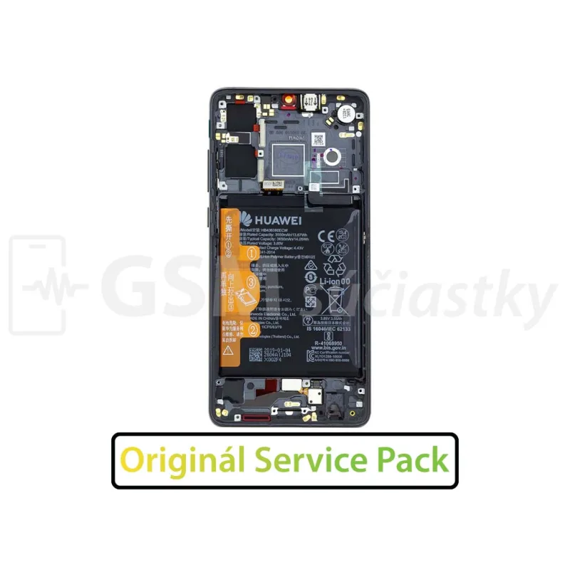 LCD displej + Dotykové sklo a Rám Huawei P30 Originál Farba: Čierna