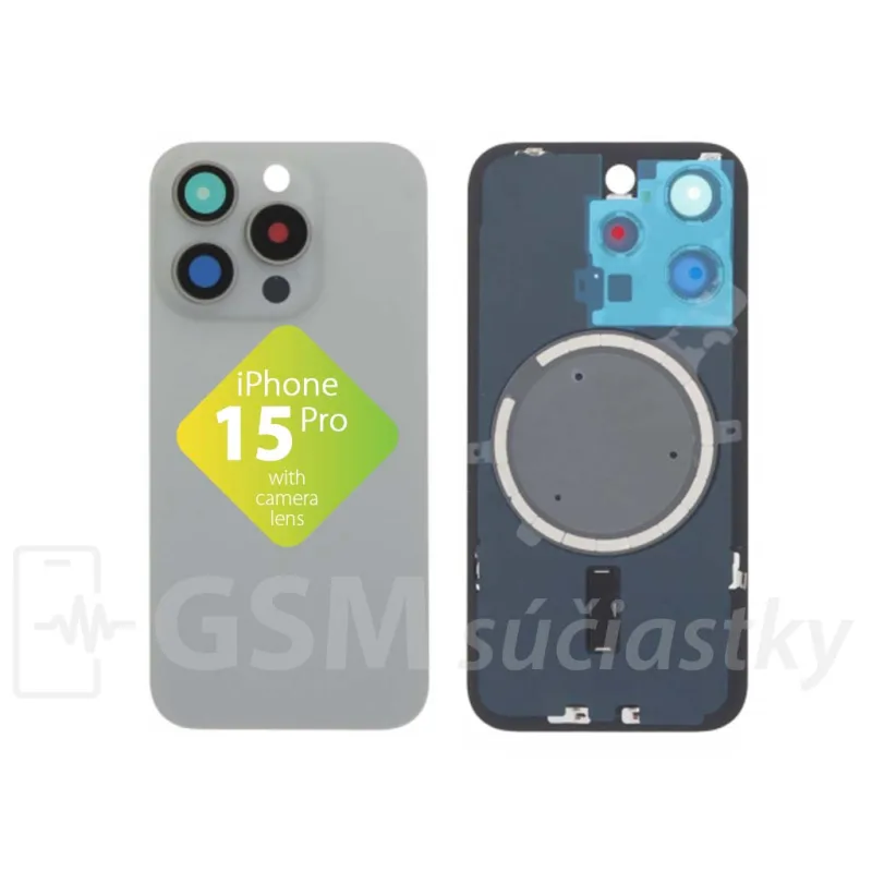 iPhone 15 Pro - Zadné sklo housingu White Titanium