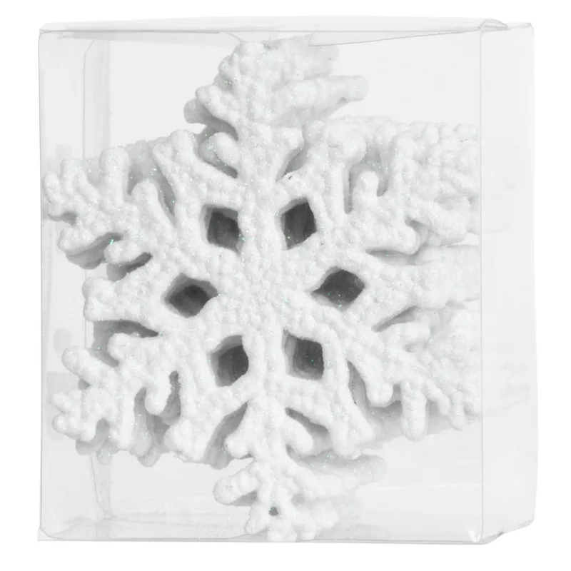 Vianočné ozdoby na stromček 12 ks, snehová vločka, biela, 10 cm