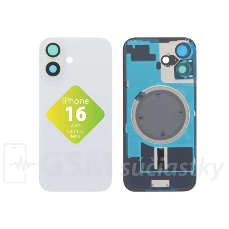 iPhone 16 - Zadné sklo housingu Biele