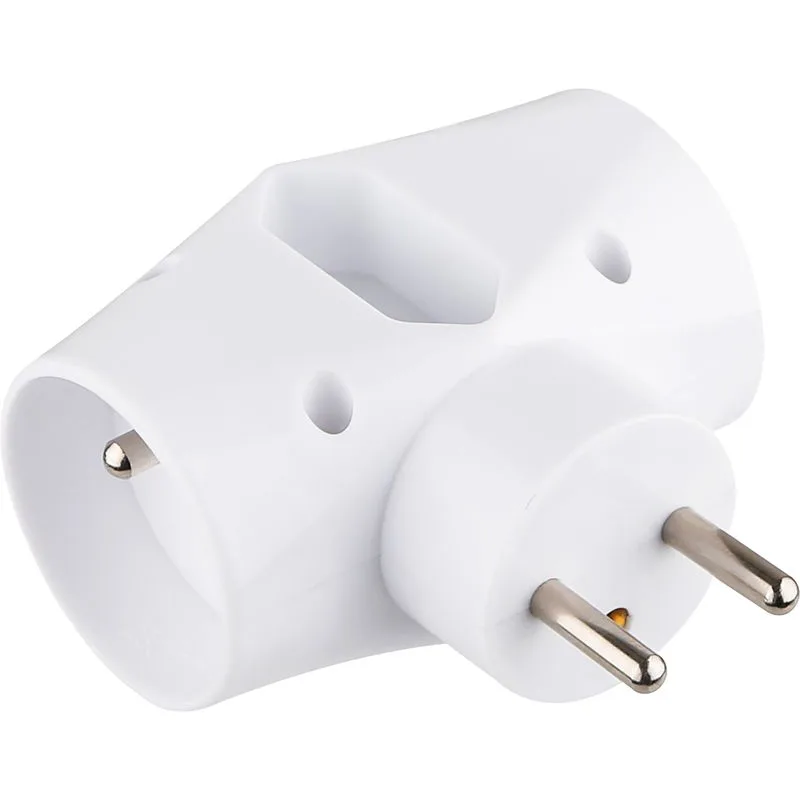 Zásuvka Strend Pro, rozbočovacia, biela, 2x 16 A + 1x 2,5 A