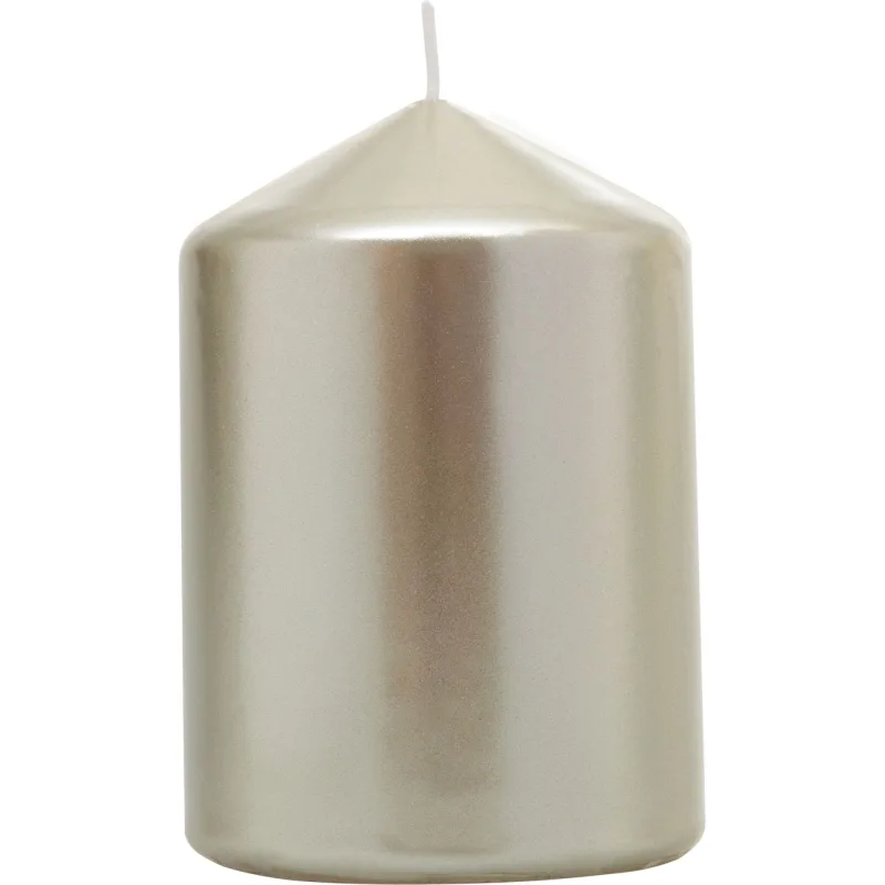 Sviečka MagicHome Vianoce, 7x10 cm, valcová, šampaň, metalický efekt