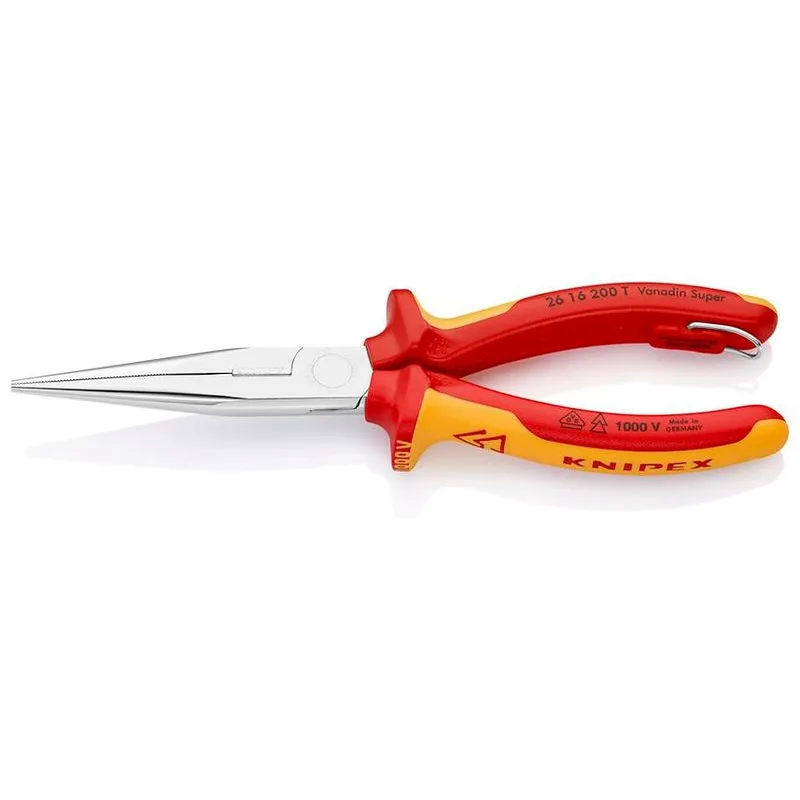 Kliešte KNIPEX 26 16 200 T – 200 mm, polgulaté, rovné, úzke, CrV, VDE 1000V