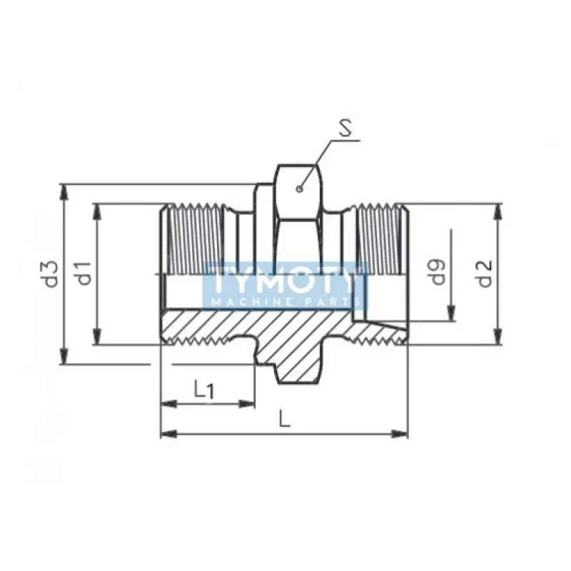 Hrdlo priame PHBR2 8LR G3/8"/M14x1, 5 tvar B s tesniacou hranou