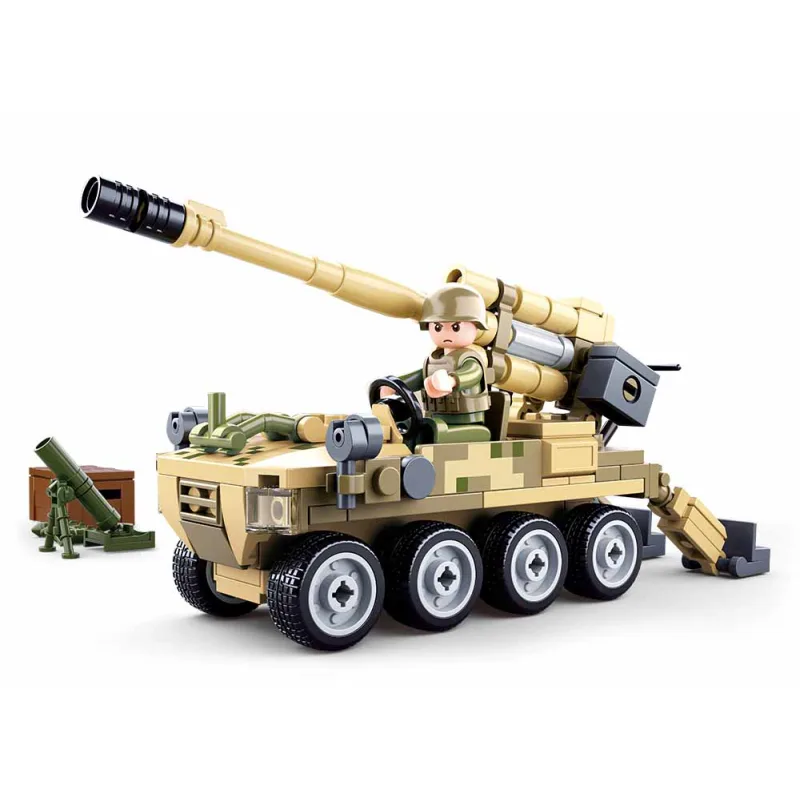 Sluban Army Model Bricks M38-B0751 Mobilný kanón 8x8 s pozemným mínometom