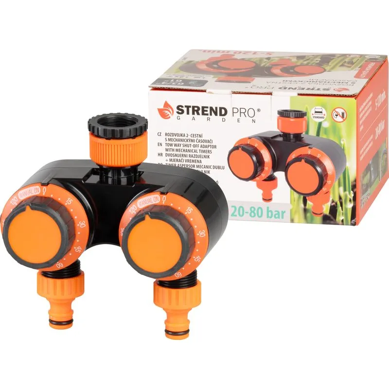 Časovač Strend Pro Garden, 2-cestný rozbočovač, mechanický