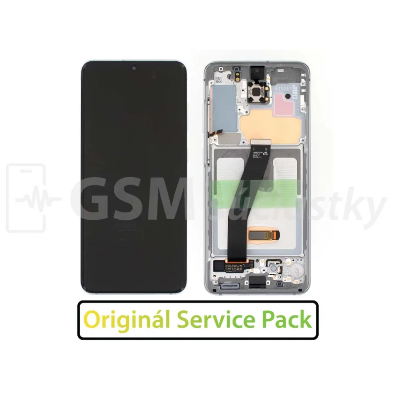 Samsung G980F, G981B Galaxy S20 - LCD displej + Dotykové sklo a Rám Originál Farba: Biela