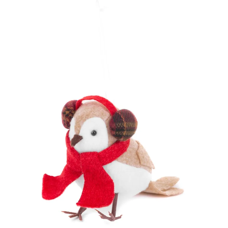 Vianočná dekorácia Vtáčik so šálom, 12 cm