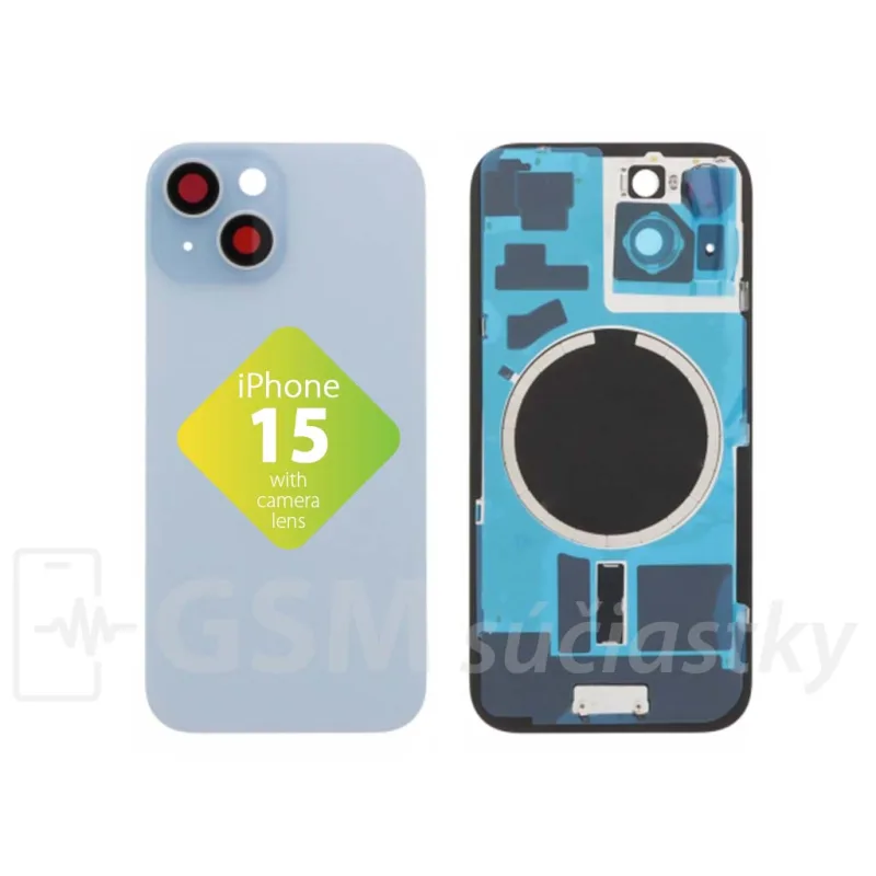 iPhone 15 - Zadné sklo housingu Modré
