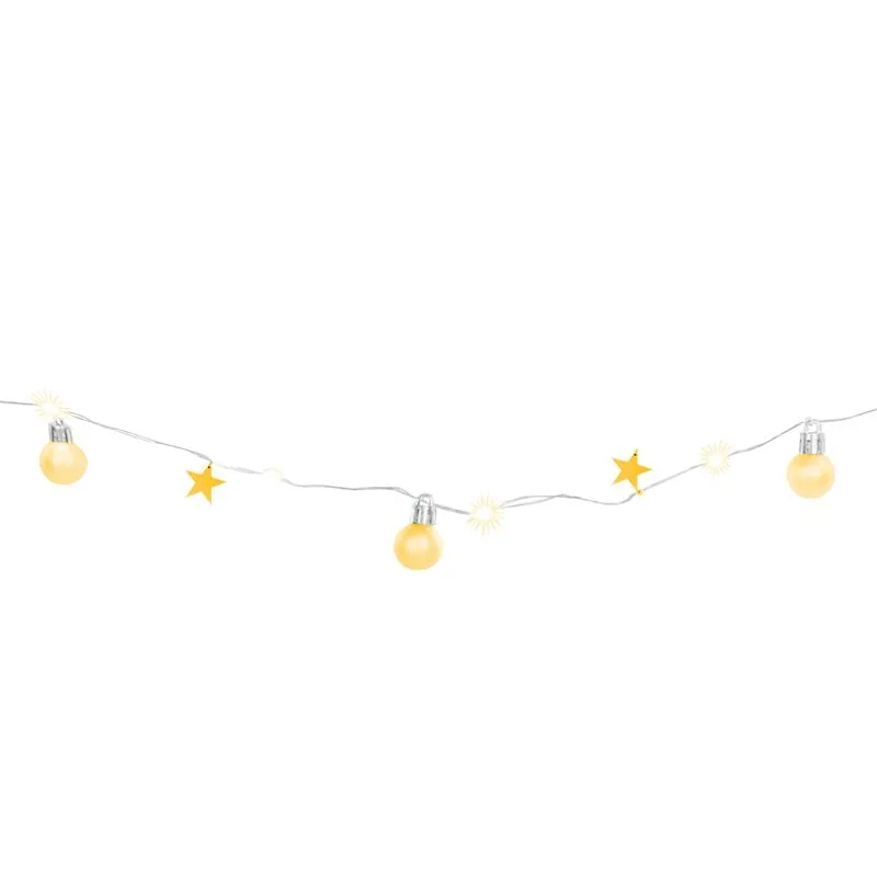 Vianočné osvetlenie reťaz Ball, 20 LED, teplá biela, s guľami a hviezdami, 1,9 m, interiér