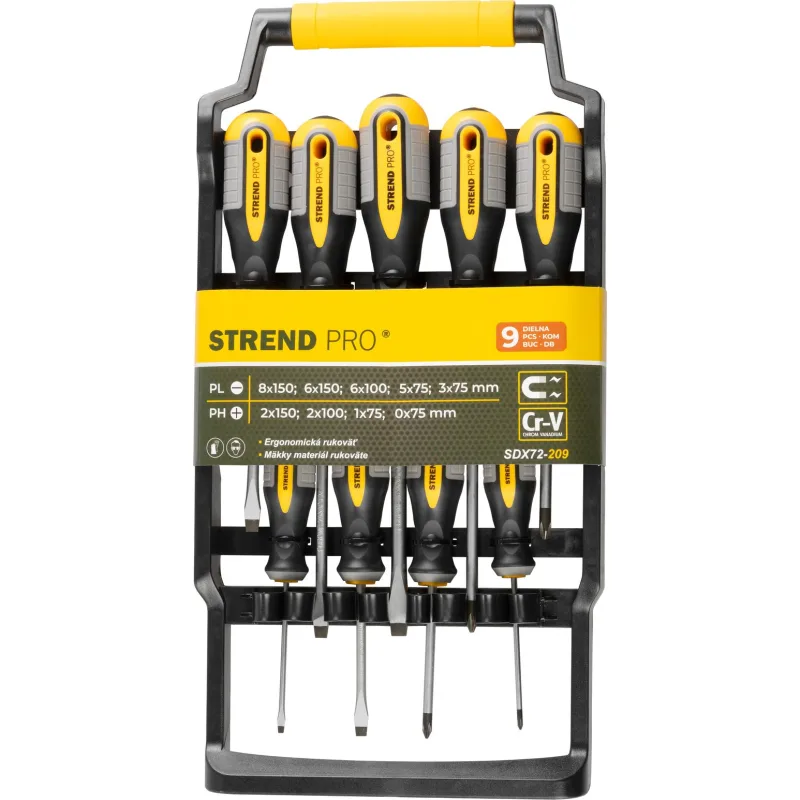 Sada skrutkovačov Strend Pro SDX72-209, 9-dielna, ploché + Phillips