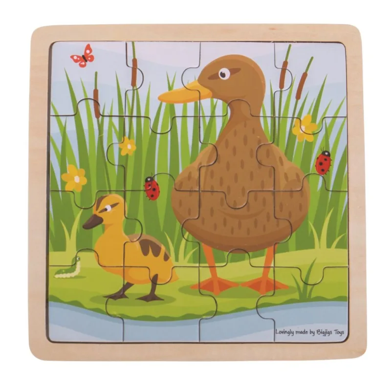 Bigjigs Toys Puzzle - Kačica s kačiatkom 16 ks