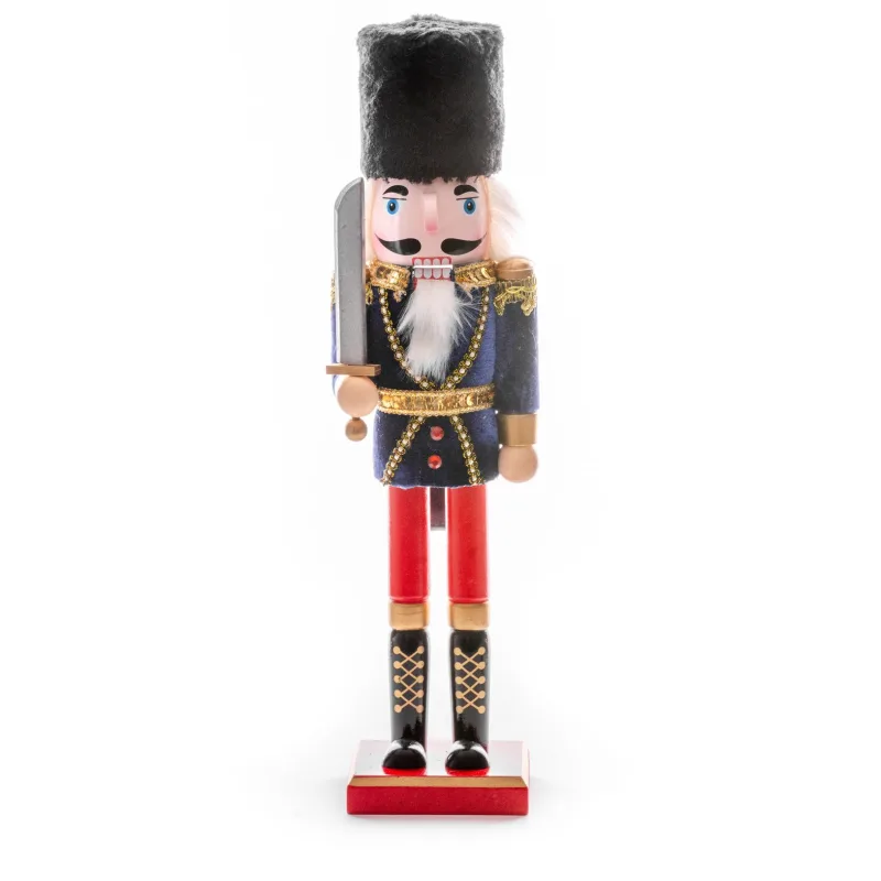 Vianočná dekorácia Postavička Luskáčik s baranicou, drevený, 38 cm