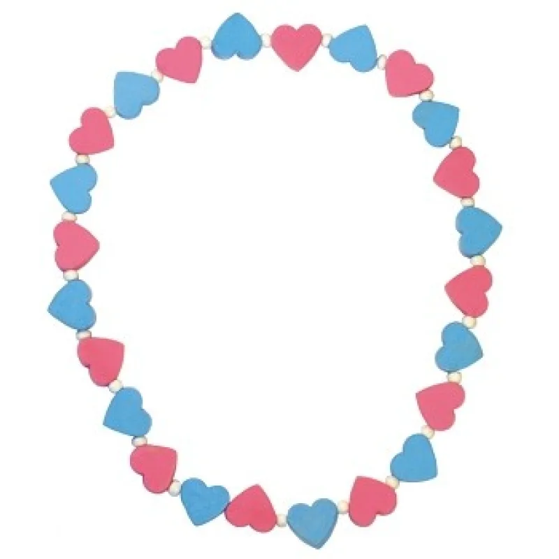 Detoa Detský náhrdelník s ružovými a modrými srdiečkami