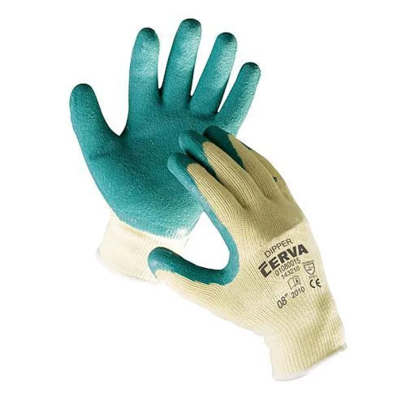 Červa Rukavice DIPPER 08, máčané Latex