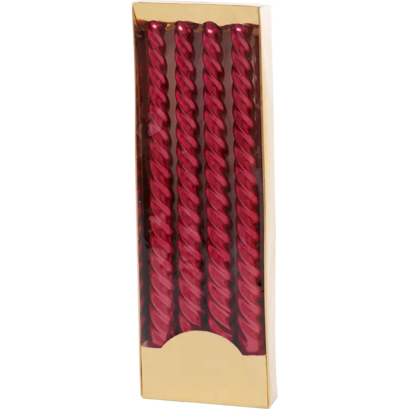 Červené špirálové sviečky MagicHome, 25 cm, balenie 4 ks