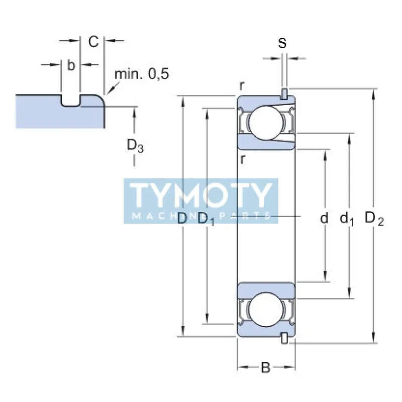SKF 211-2ZNR guľkové ložisko