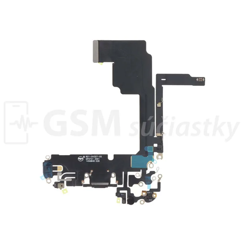 Flex kábel nabíjania iPhone 15 Pro - nabíjací konektor, mikrofón Farba: Čierna