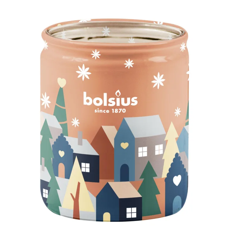 Sviečka v skle Bolsius True Glow, 82×68 mm, lieskový oriešok/vanilka