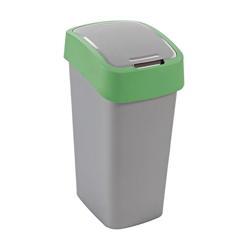 Kôš na odpadky Curver FLIP BIN 50L, šedostrieborný / zelený