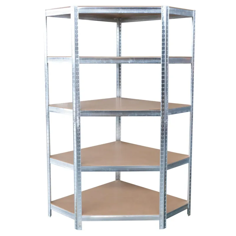 Regál Racks RAT80 – rohový, kovový, 5 políc, 180x90x40 cm, 150 kg/polica